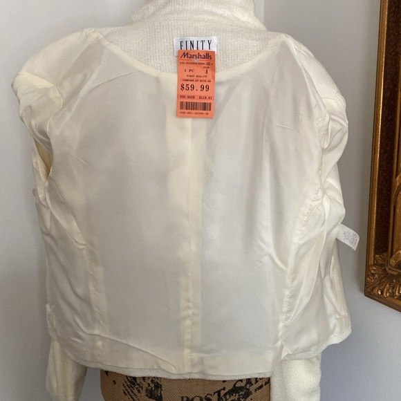 Vintage Finity Jacket Women Short Fashion Cream Button Up Shoulder Pads Made USA - Picture 5 of 9